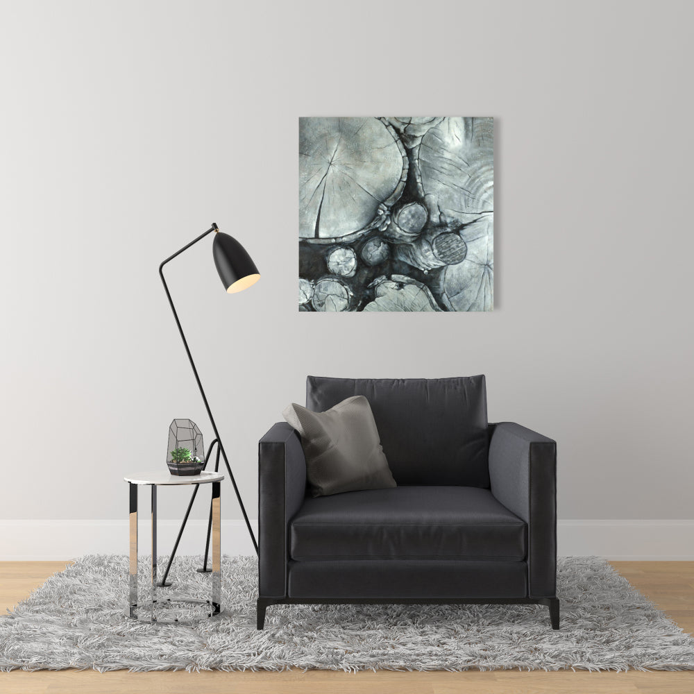 White Bedroom Canvas - Textured Wooden Logs Home Decor