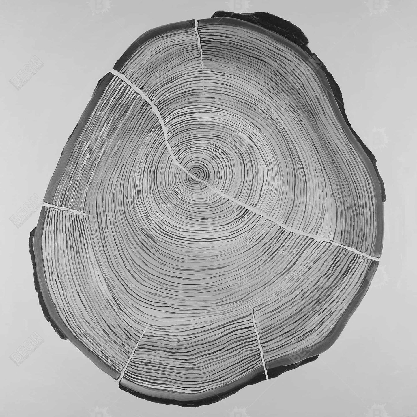 Grayscale Wood Log Framed Canvas | Trees Bedroom Decor