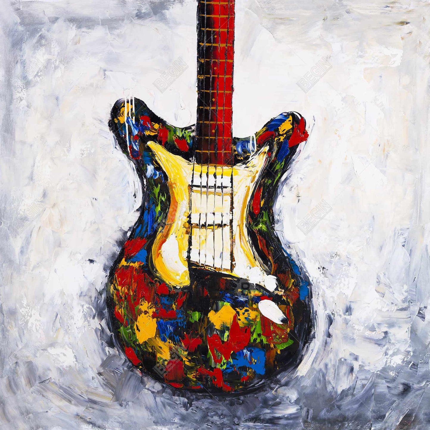 Colorful Guitar Canvas | Modern Home Decor - Musical Art