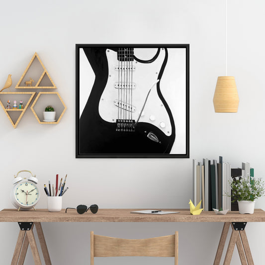 Toile de guitare électrique noire | Décoration d'intérieur illustrative Hobbies