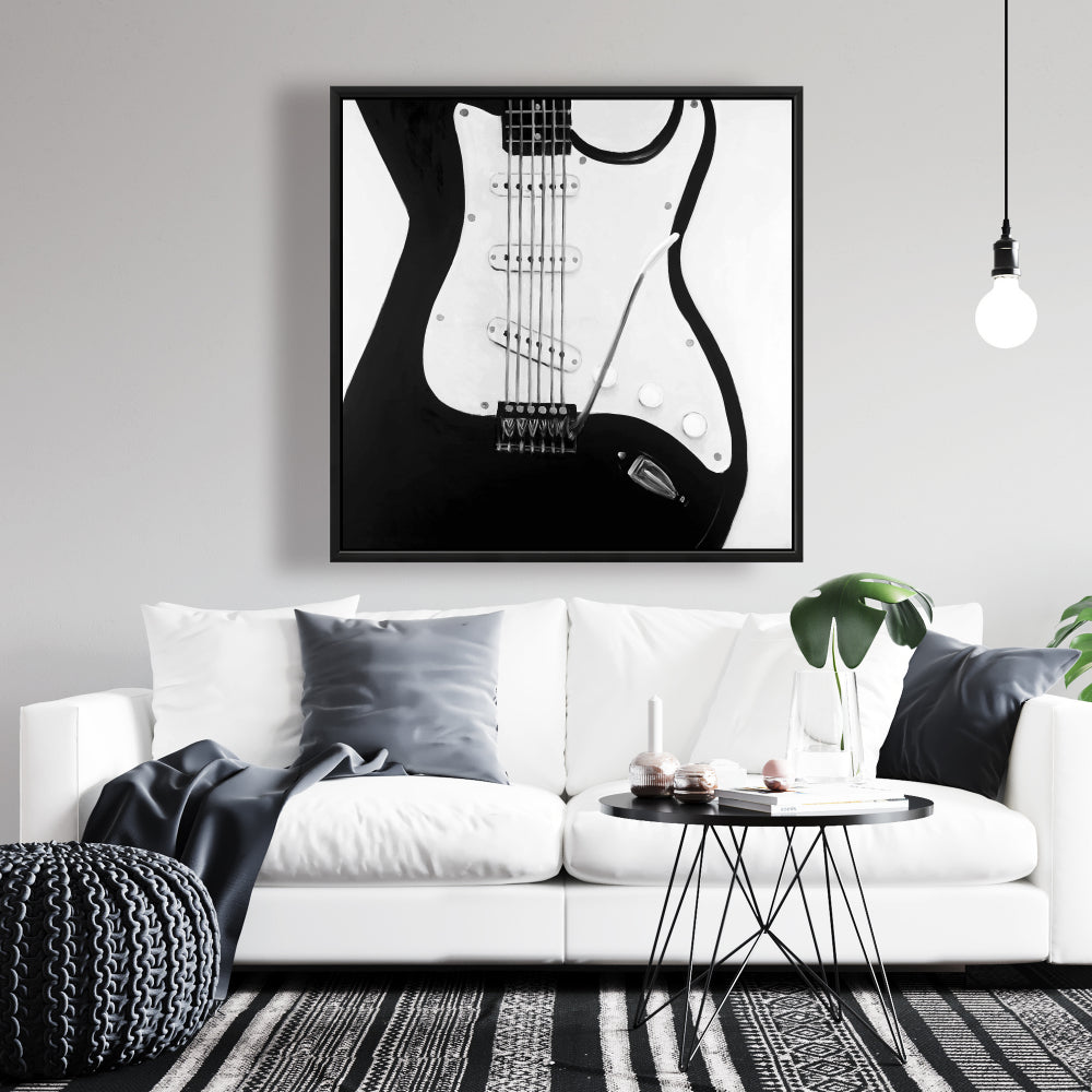 Black Electric Guitar Canvas | Illustrative Hobbies Home Decor