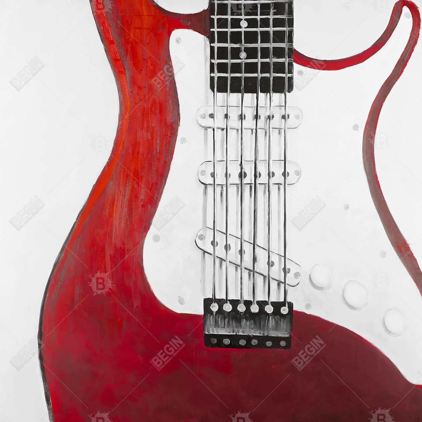 Red Electric Guitar Canvas - Musical Home Decor for Livingroom