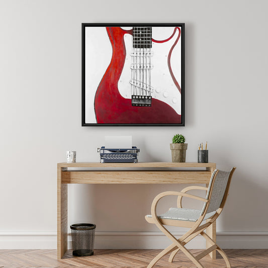 Red Electric Guitar Framed Canvas | Contemporary Home Decor
