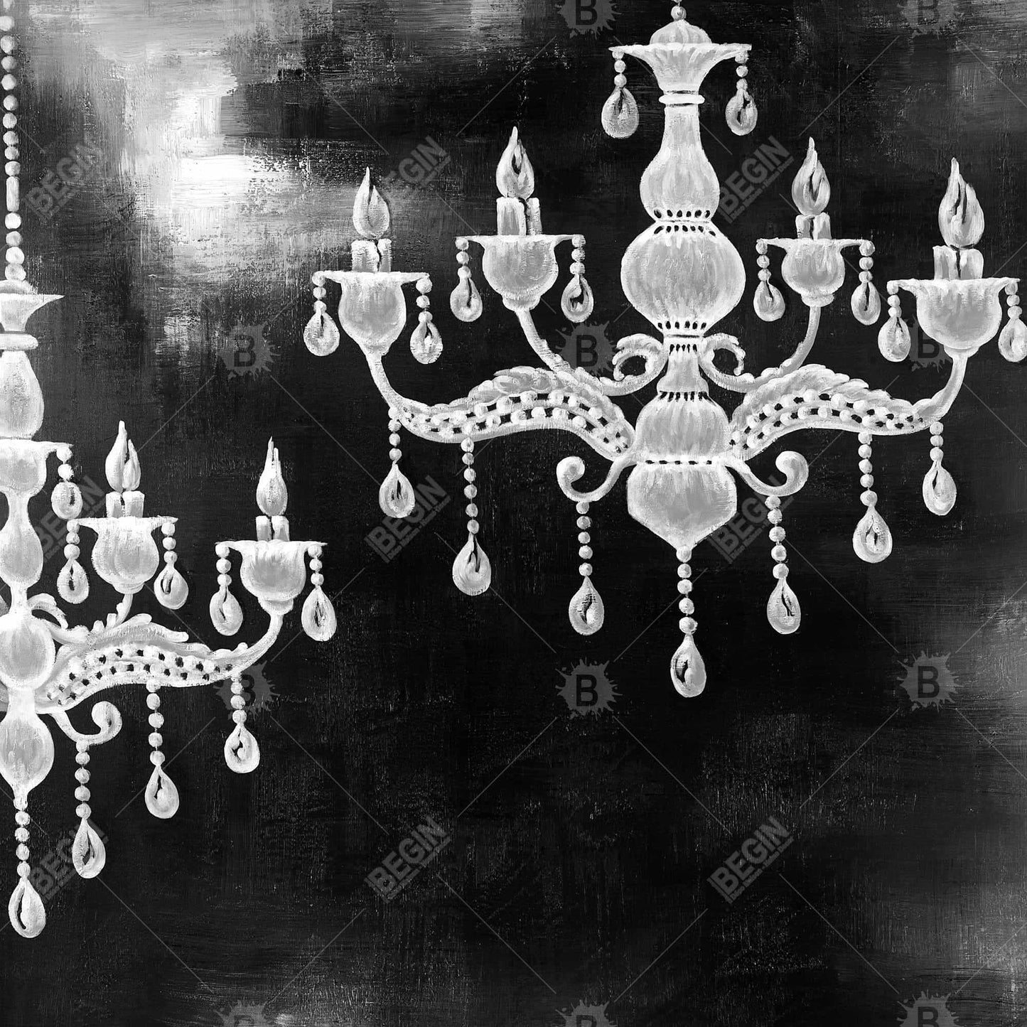 White Chandelier Canvas | Industrial Still Life Home Decor