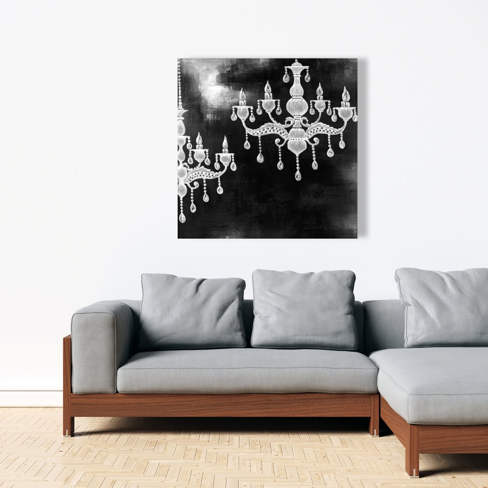 White Chandelier Canvas | Industrial Still Life Home Decor