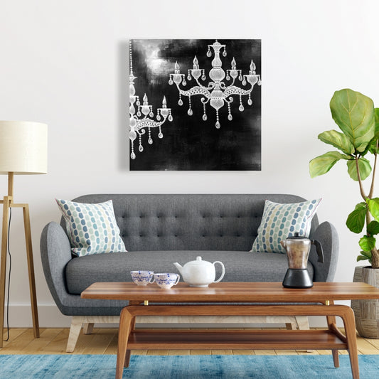 White Chandelier Canvas | Industrial Still Life Home Decor