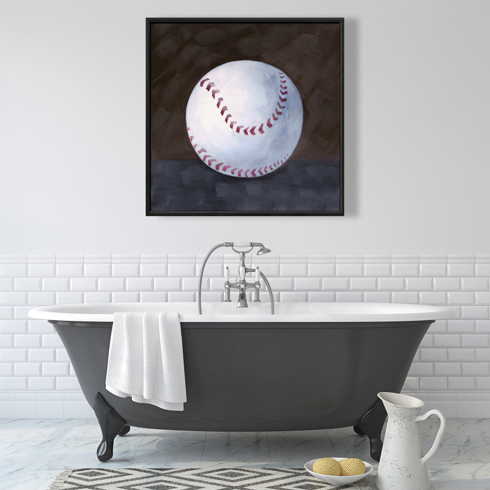 Baseball Ball White Framed Canvas | Man Cave Home Decor