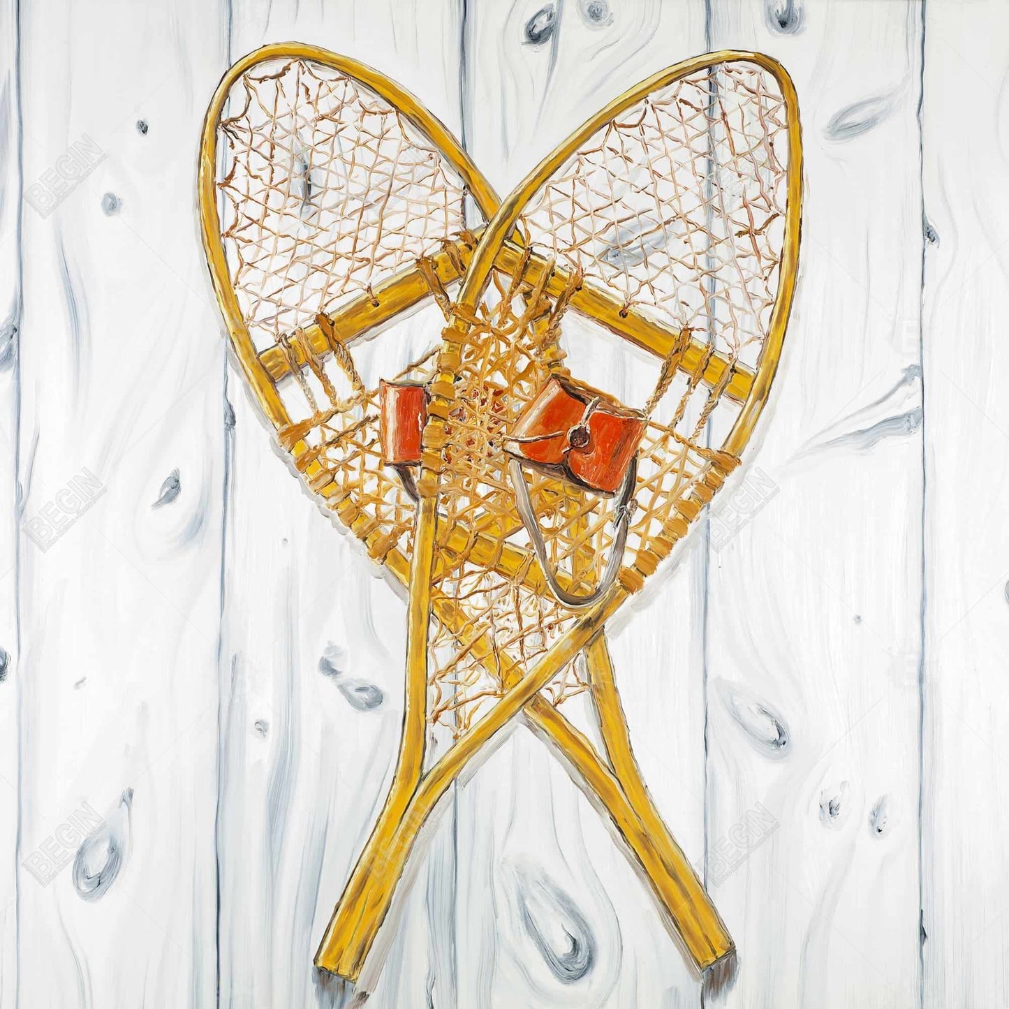 Toile Raquettes à neige vintage en bois | Décoration d'intérieur Sports et jeux