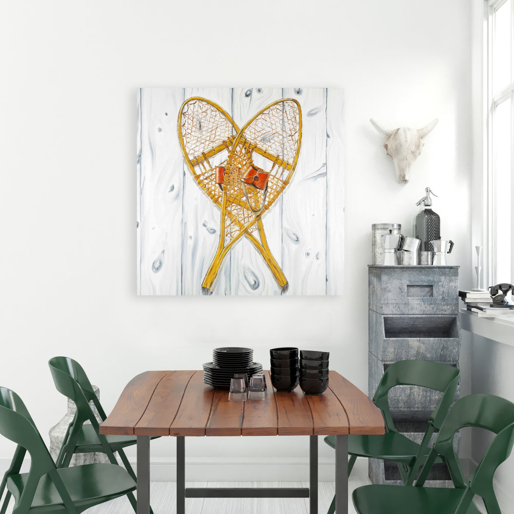 Toile Raquettes à neige vintage en bois | Décoration d'intérieur Sports et jeux