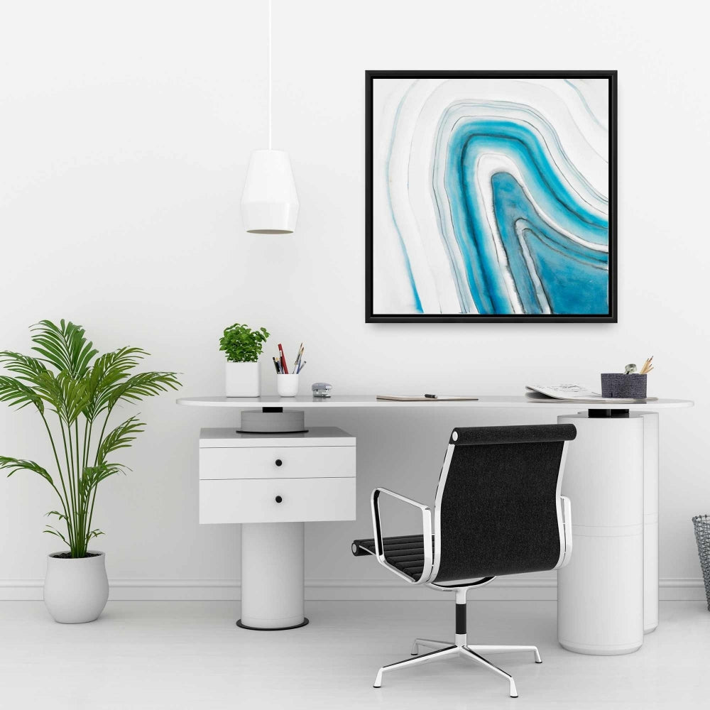 Toile encadrée ronde bleue Géode | Décoration d'intérieur moderne