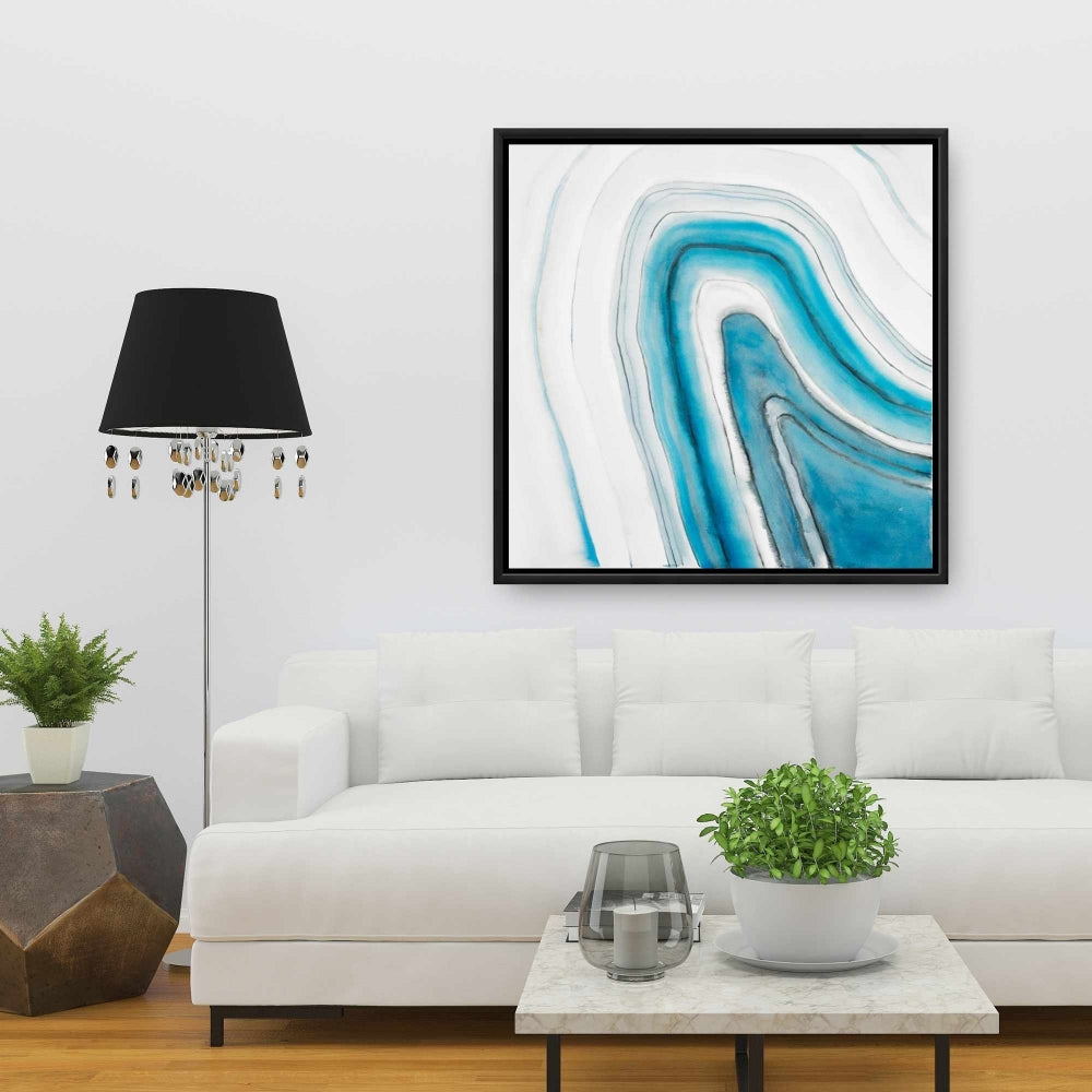 Toile encadrée ronde bleue Géode | Décoration d'intérieur moderne