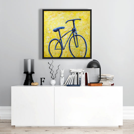 Toile abstraite Vélo bleu | Décoration de chambre à coucher, sport et jeux
