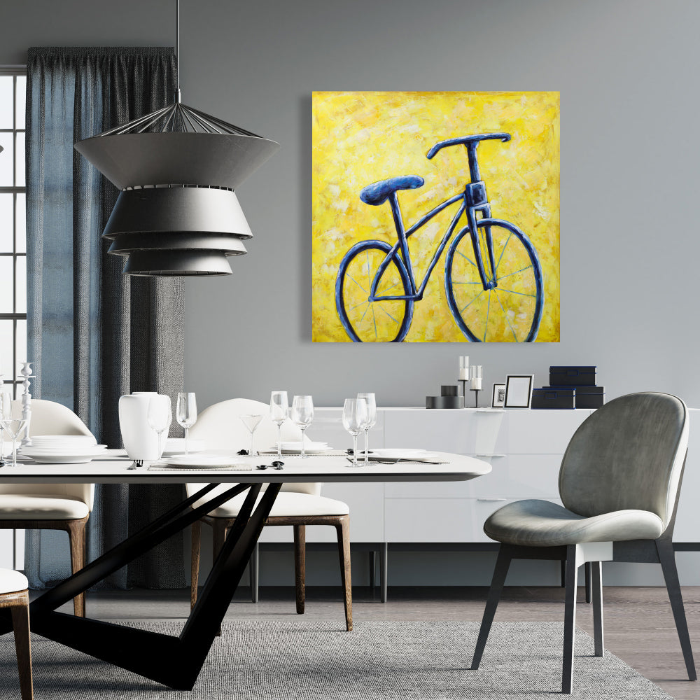 Bedroom Hobbies Blue Bike Abstract Canvas - Home Decor Wall Art