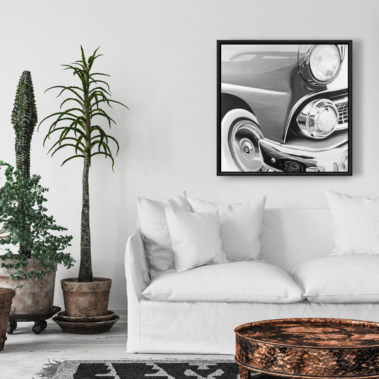 Beautiful Old Car Monochrome Framed Canvas | Home Decor