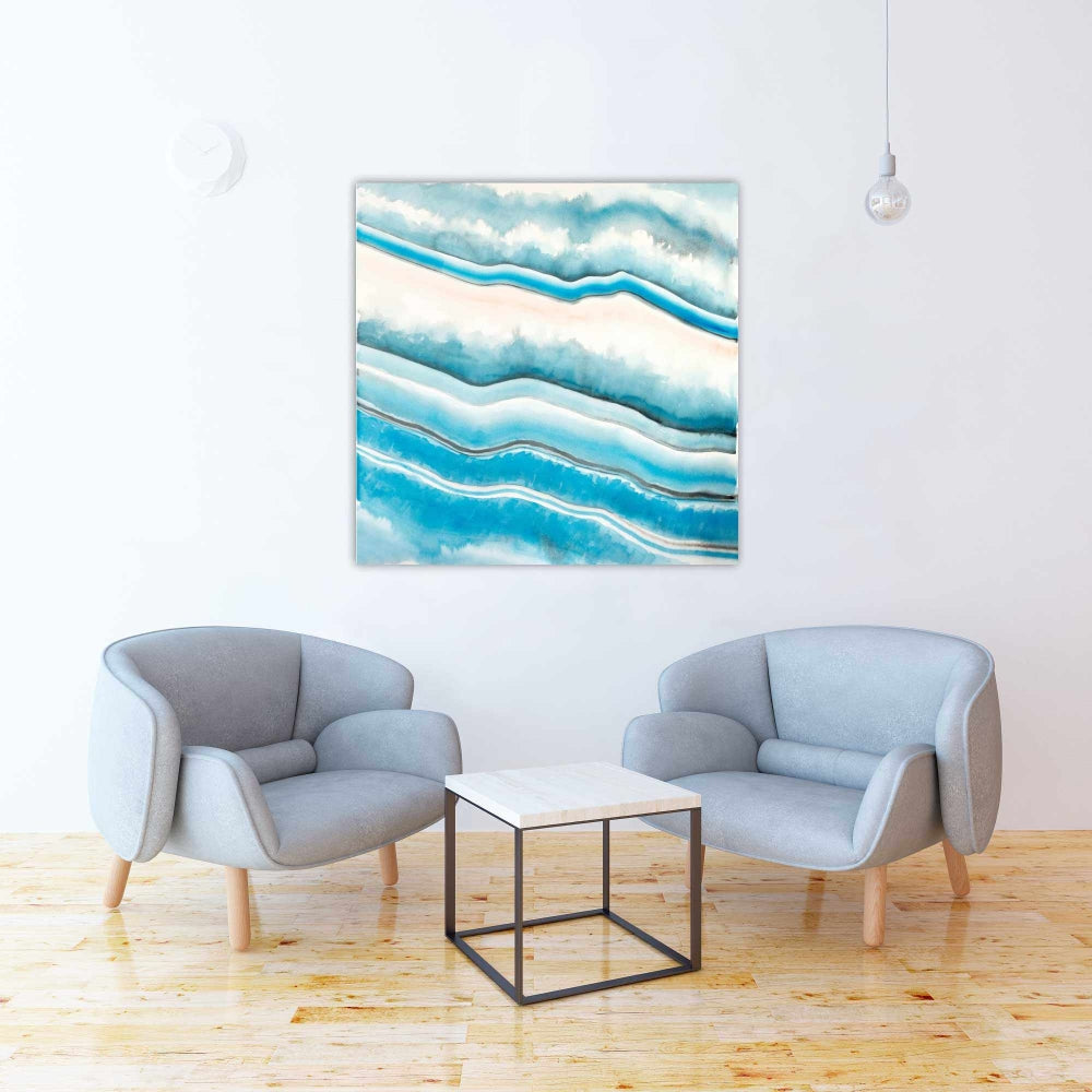 Textured Geode Canvas - Minerals Abstract Blue Home Decor