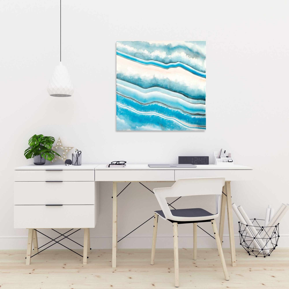 Textured Geode Canvas - Minerals Abstract Blue Home Decor