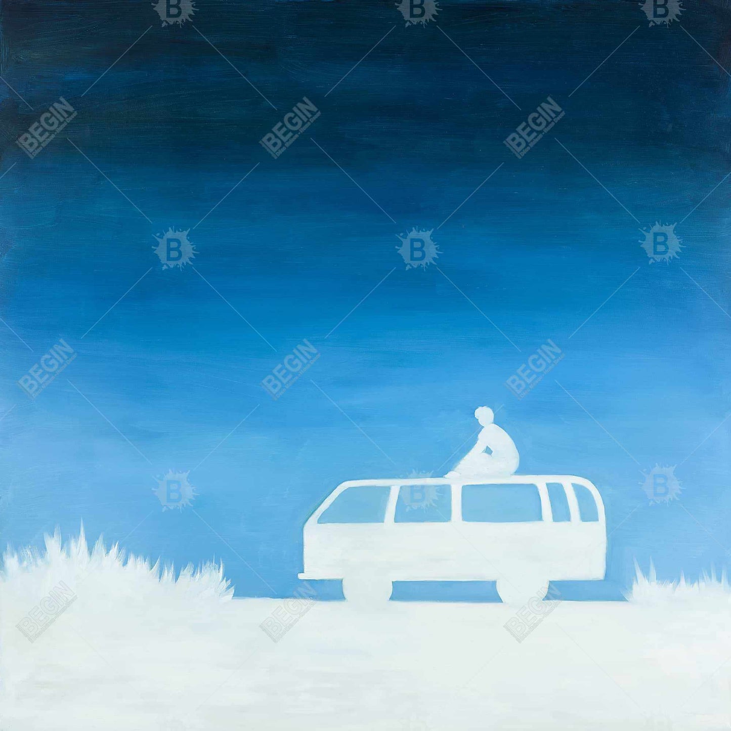 Blue Relax Camping Car Canvas | Home Decor Transportation Art