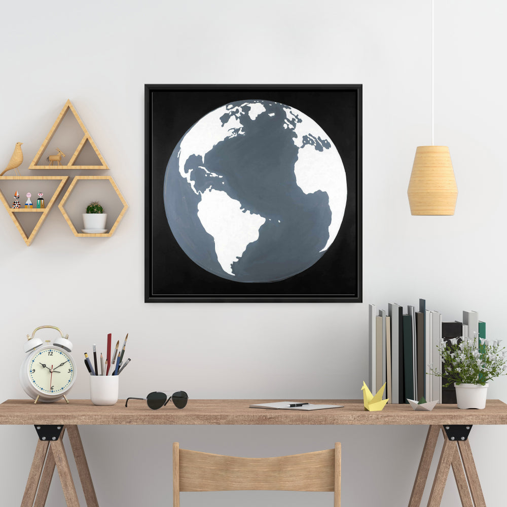 Toile panoramique bleue pour chambre à coucher | Décor avec vue satellite de la Terre