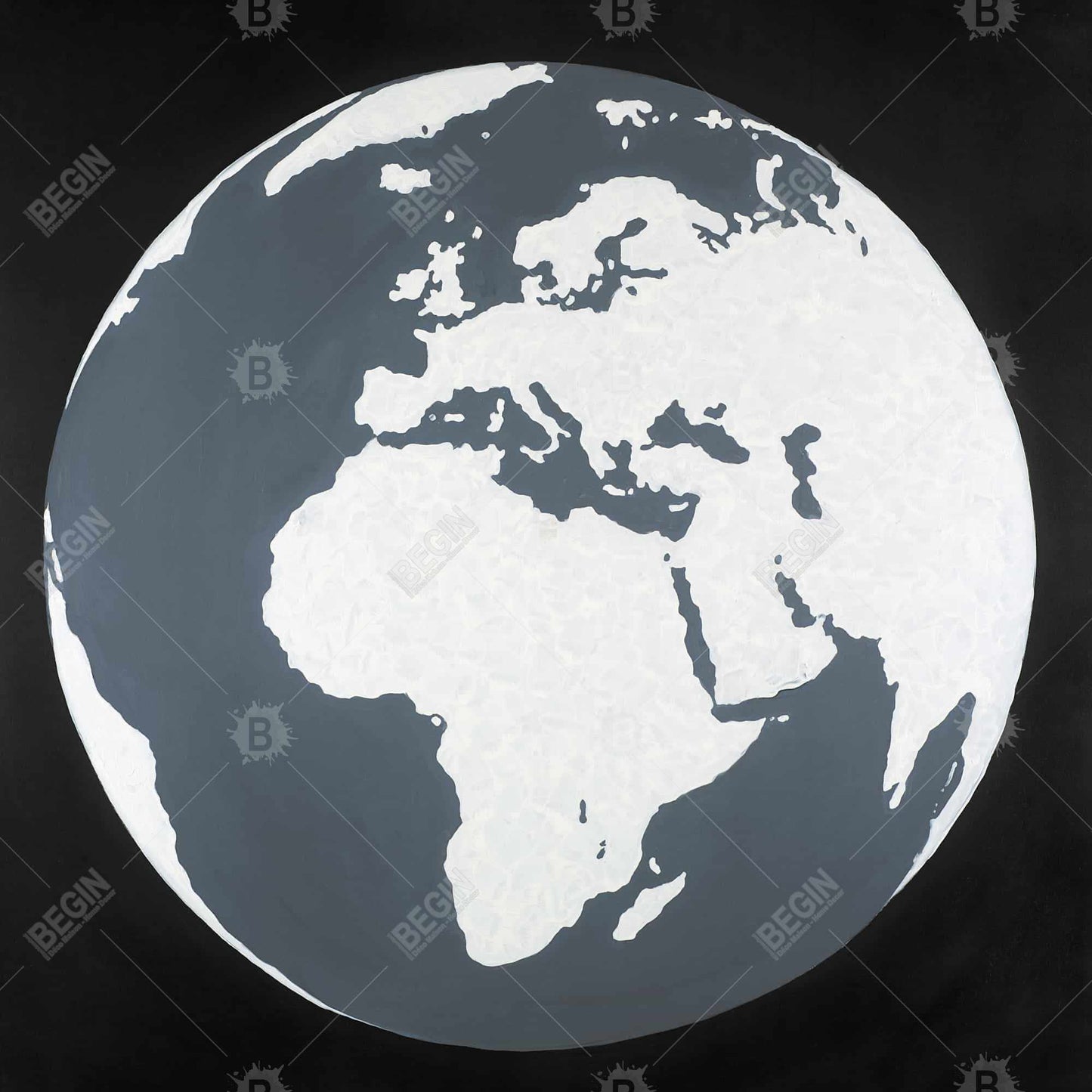 Toile astronomique panoramique sur la Terre | Décoration d'intérieur avec cadre bleu