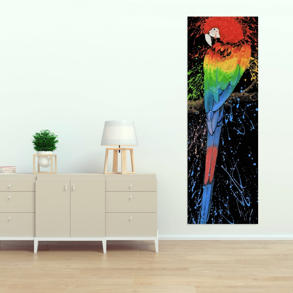 Rainbow Parrot Blue Canvas | Contemporary Bedroom Decor