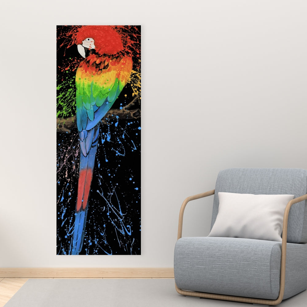 Rainbow Parrot Blue Canvas | Contemporary Bedroom Decor