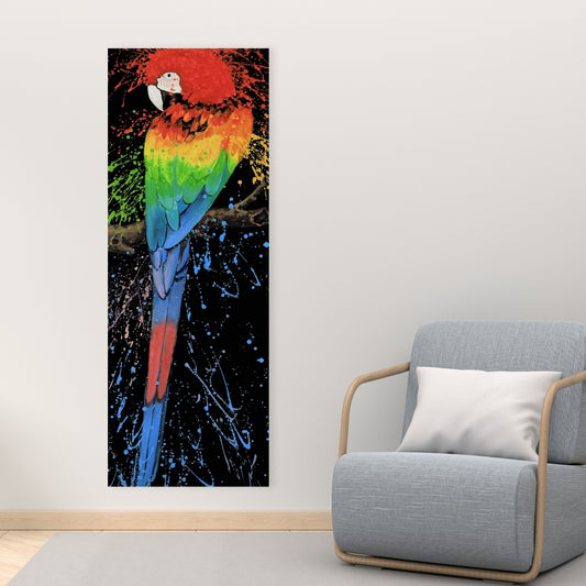 Rainbow Parrot Blue Canvas | Contemporary Bedroom Decor