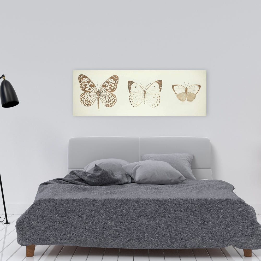 Sepia Butterflies Canvas | Brown Animal Bedroom Wall Art Decor