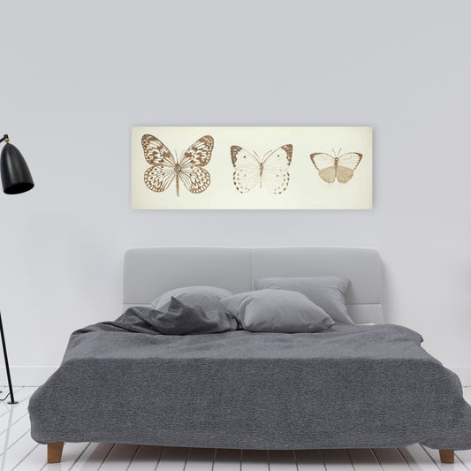 Toile Papillons sépia | Décoration murale animalière marron pour chambre à coucher
