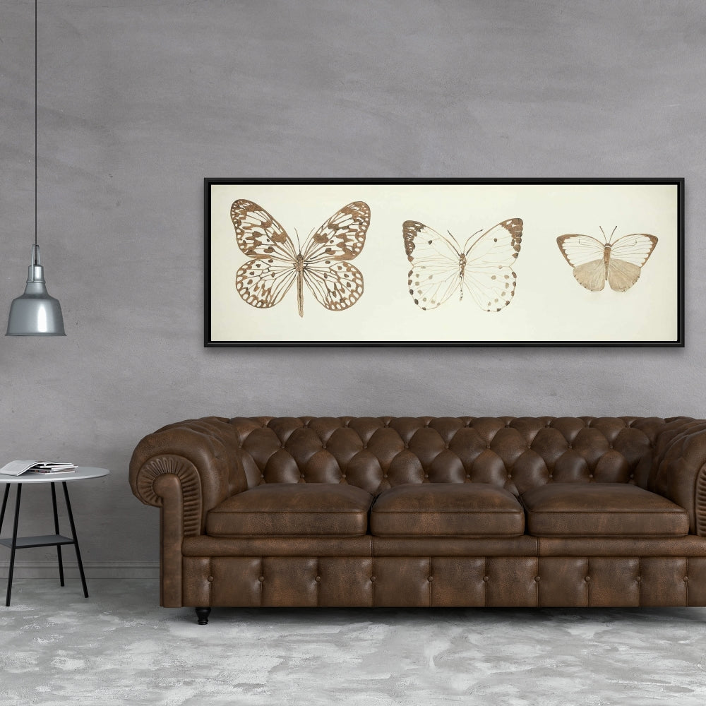 Toile Papillons sépia – Décoration d'intérieur rustique encadrée d'insectes