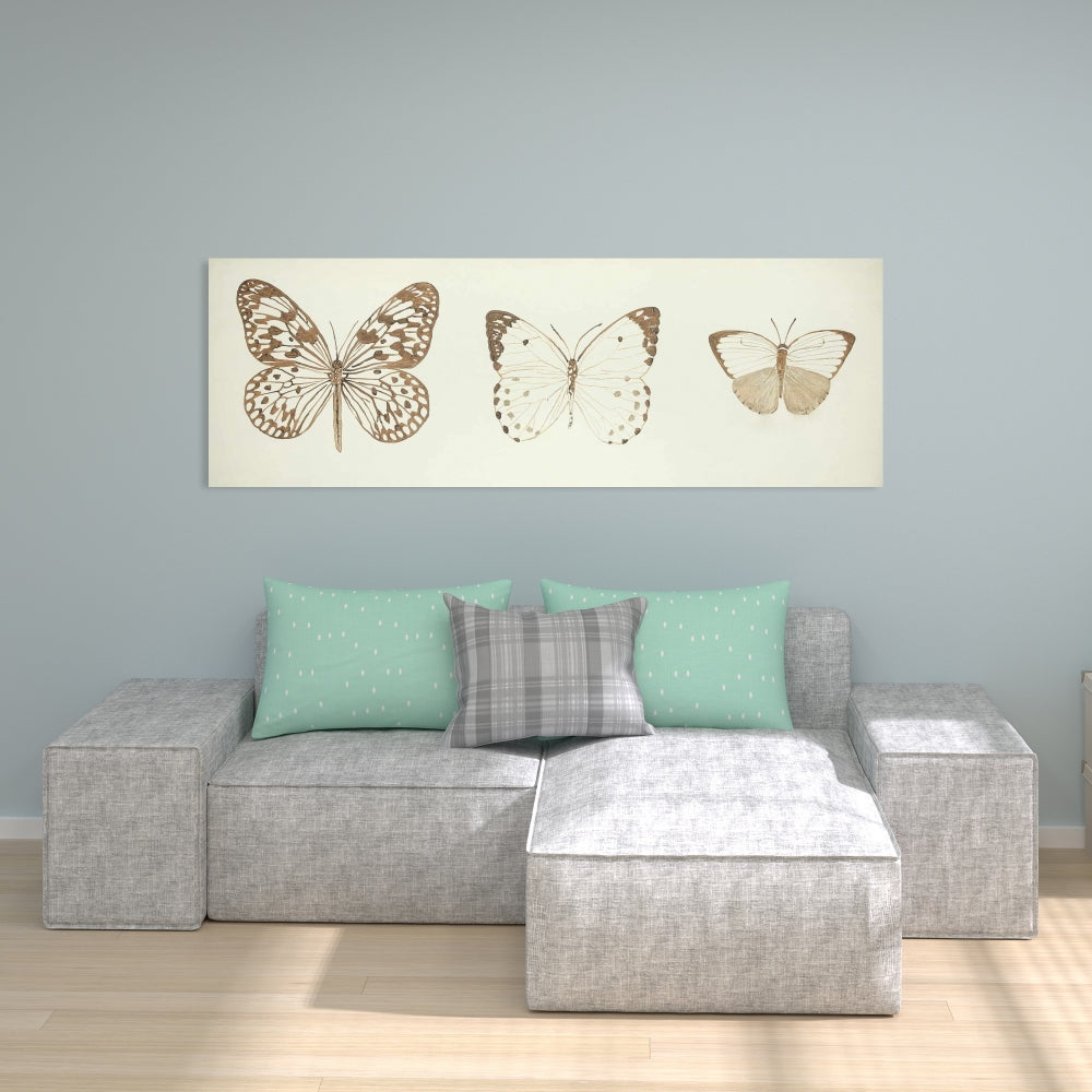 Sepia Butterflies Canvas | Brown Animal Bedroom Wall Art Decor