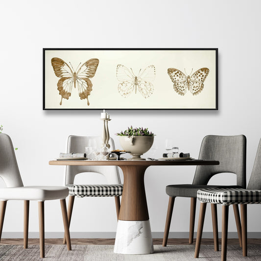 Croquis de papillons sur toile marron - Décoration d'intérieur contemporaine