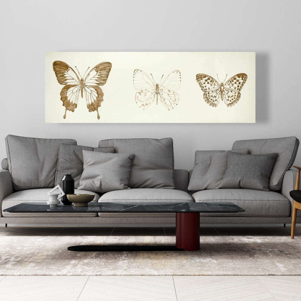 Butterflies Sketch Canvas - Brown Animal Bedroom Wall Art Decor