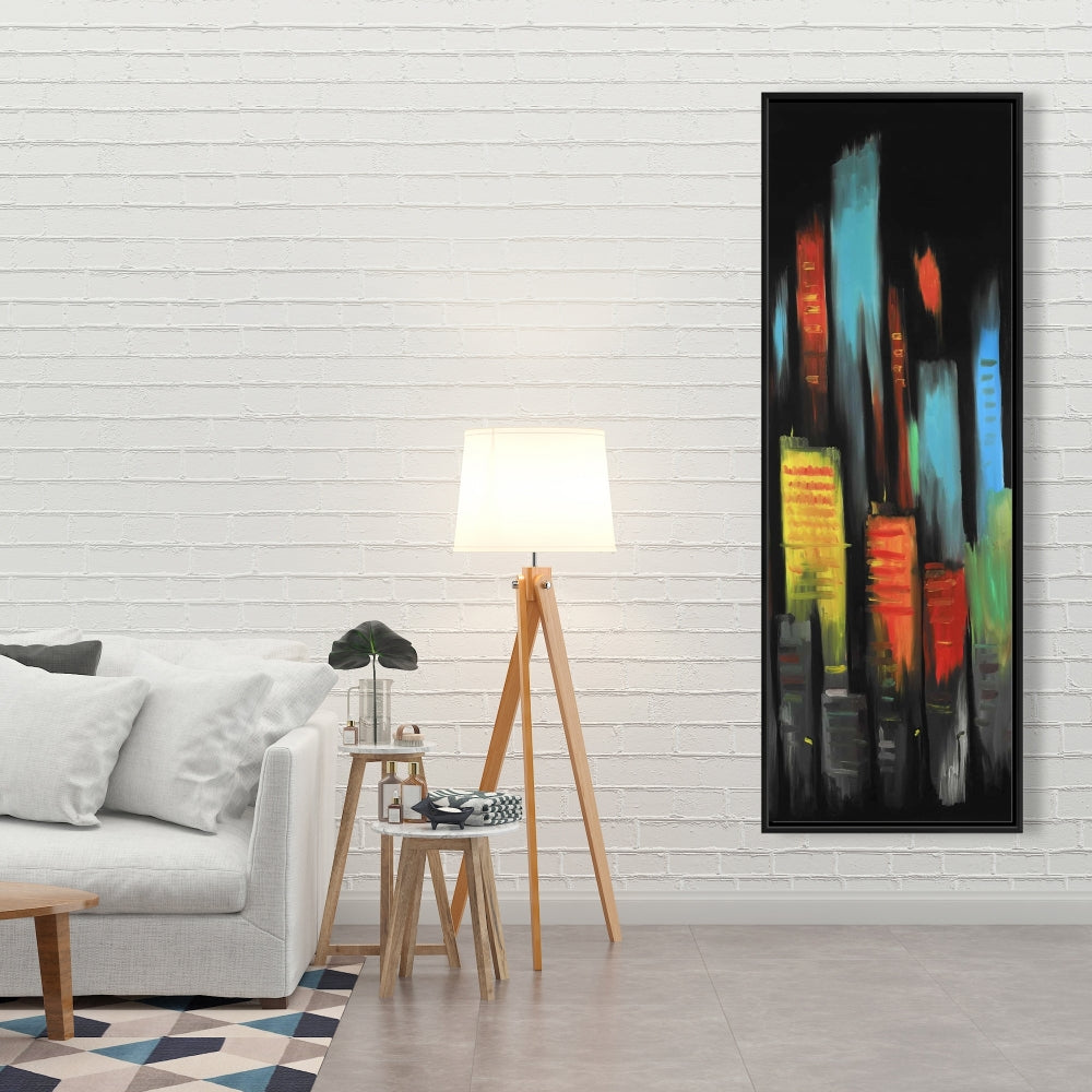 Toile encadrée abstraite de grands immeubles | Décoration de chambre moderne