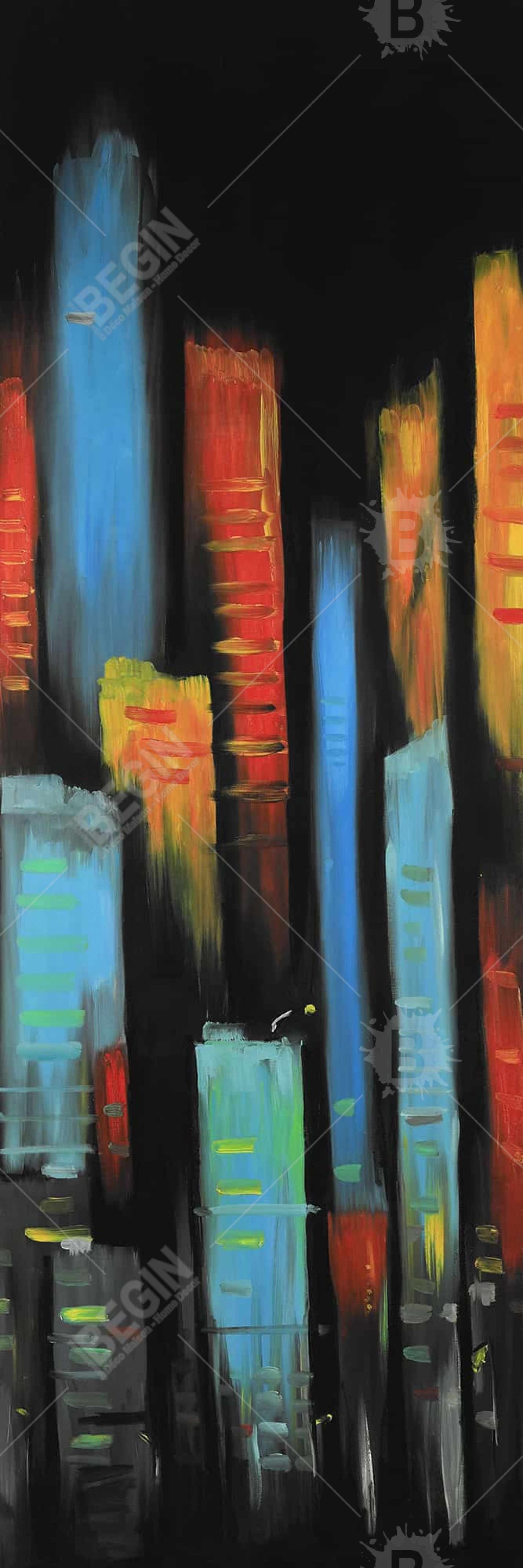 Abstract Colorful Tall Buildings Canvas - Blue Bedroom Decor