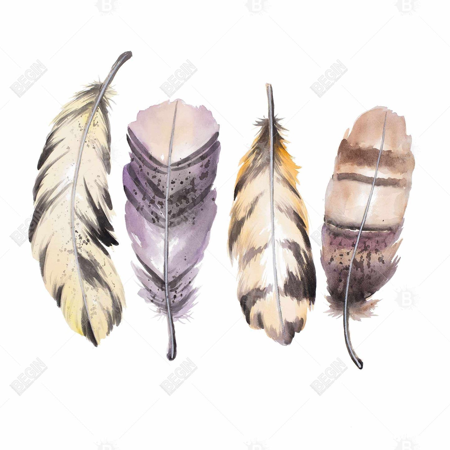 Bohemian Animals Canvas | Purple Feather Set | Home Decor