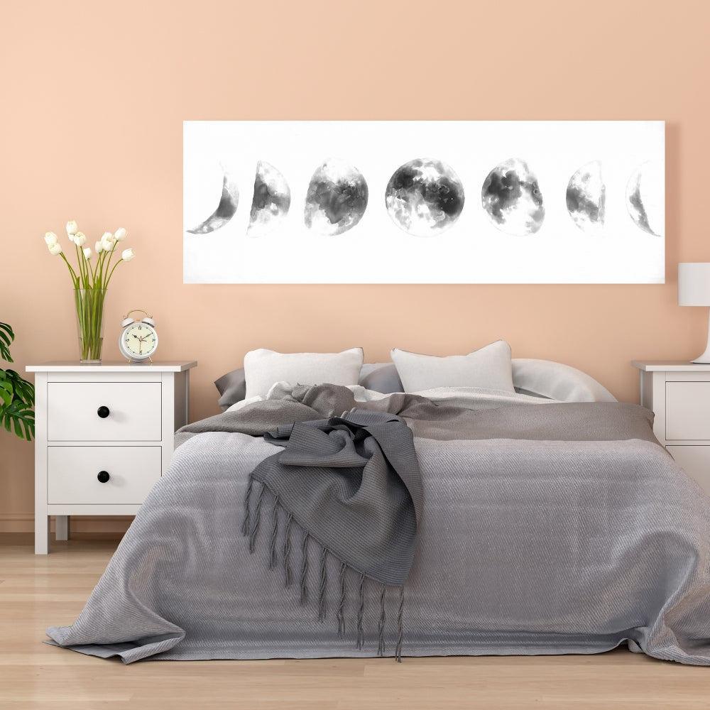 Minimalist White Bedroom Canvas - Eclipse in Several Phases