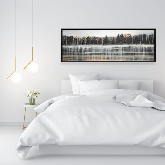 Rainy Fall Landscape Canvas | Gray Bedroom Decor | Home Art