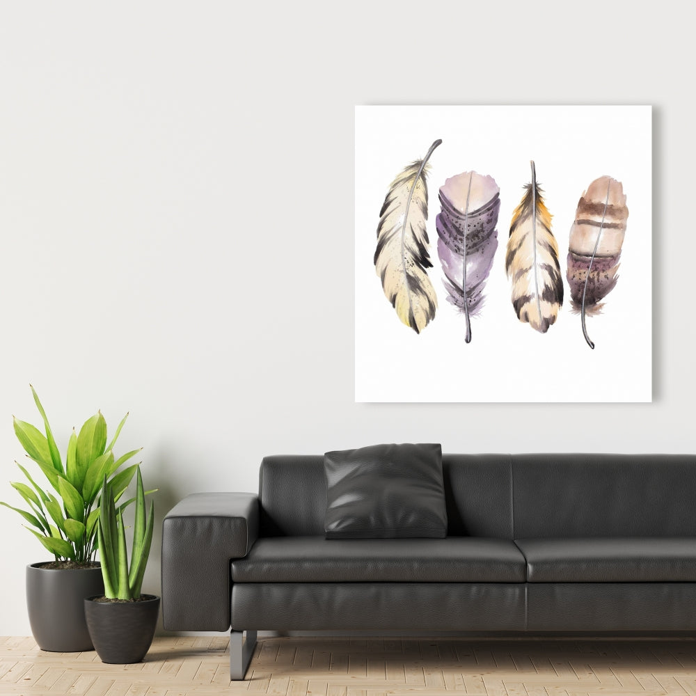 Bohemian Animals Canvas | Purple Feather Set | Home Decor