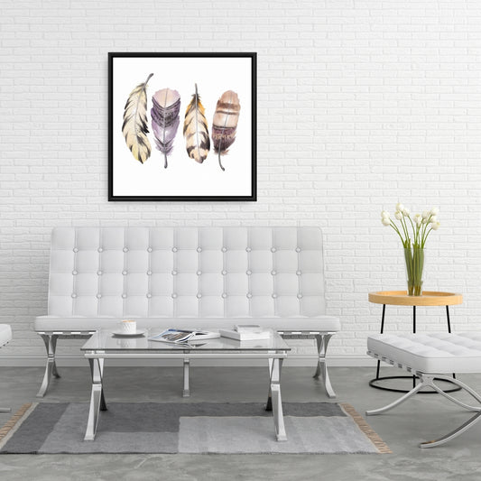 Ensemble de plumes violettes - Toile bohème pour chambre à coucher | Décoration d'intérieur