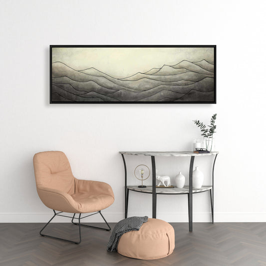 Brown Bedroom Mountains Canvas - Desaturated Waves Decor