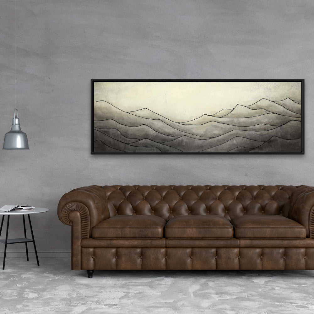 Brown Bedroom Mountains Canvas - Desaturated Waves Decor