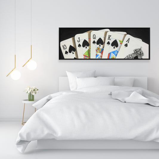 Toile encadrée « Jeu de cartes : Pique Quinte Royale » | Décoration d'intérieur