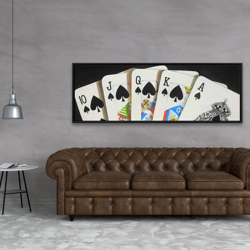 Toile encadrée « Jeu de cartes : Pique Quinte Royale » | Décoration d'intérieur