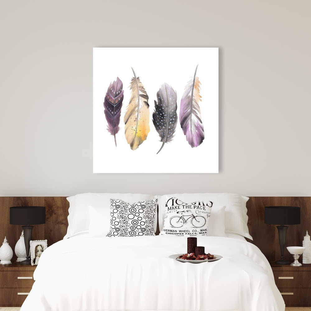 Bohemian Feather Set Canvas | Purple Bird Home Decor Art