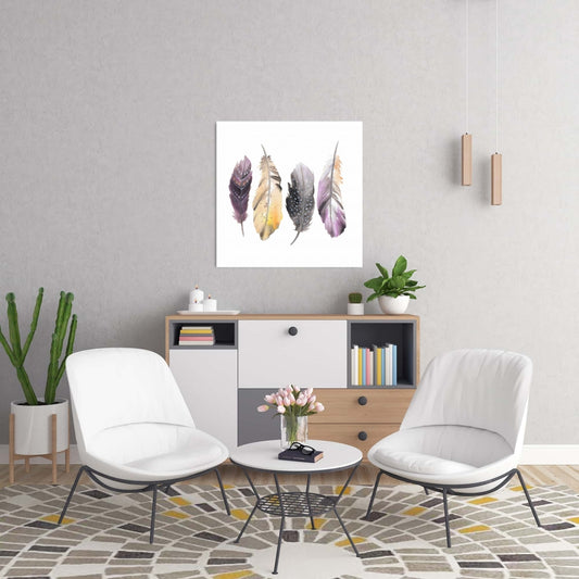 Bohemian Feather Set Canvas | Purple Bird Home Decor Art