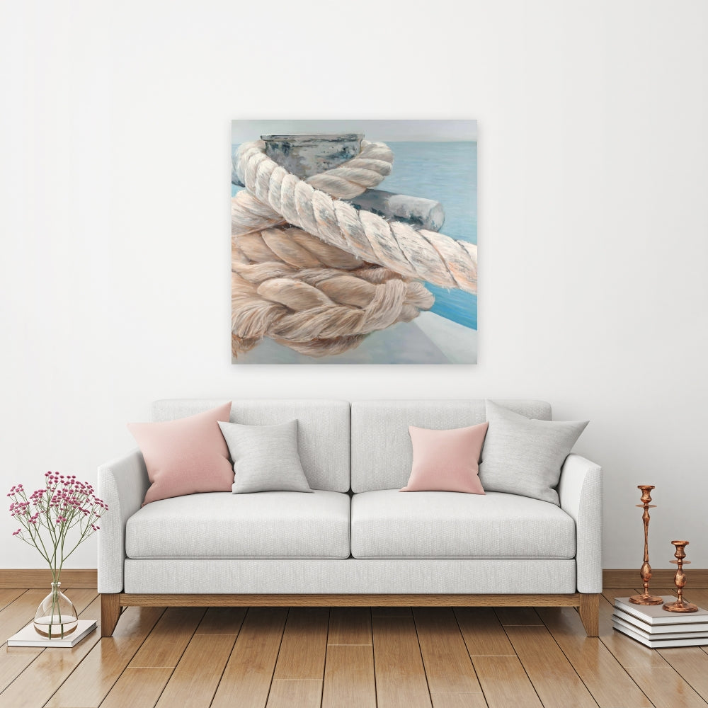 Toile côtière pour chambre marine | Gros plan sur les cordes d'arrimage