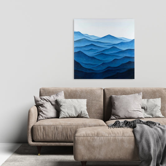 Dark Calm Ocean Waves Canvas | Coastal Marine Bedroom Decor