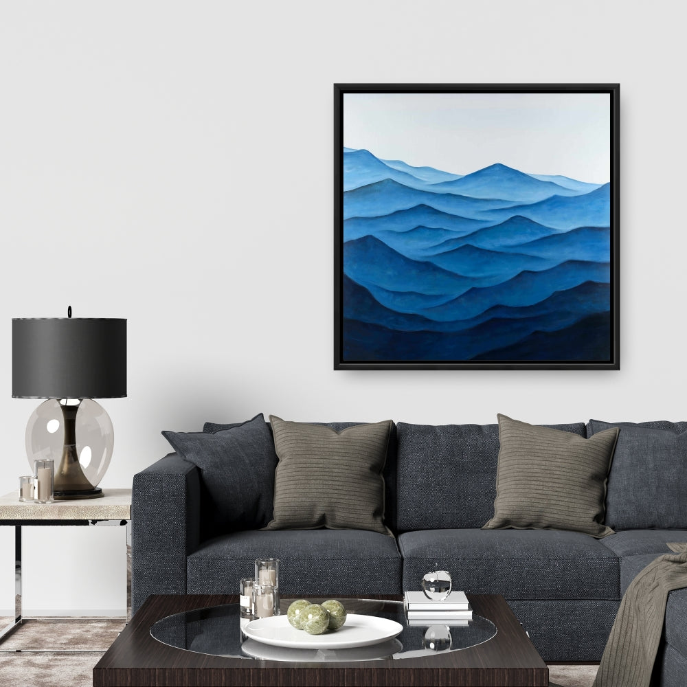 Toile « Vagues océaniques sombres et calmes » | Décoration côtière bleue