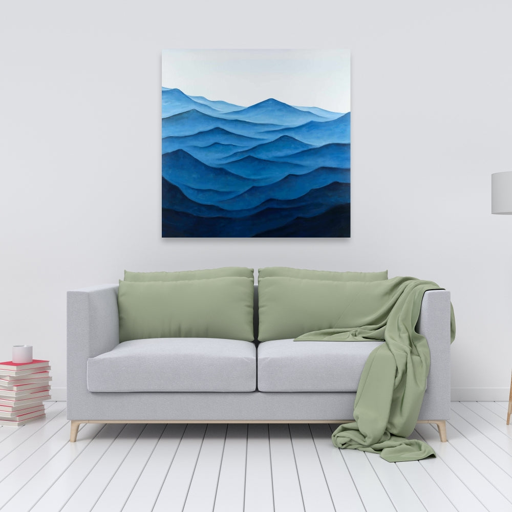 Dark Calm Ocean Waves Canvas | Coastal Marine Bedroom Decor
