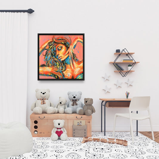 Orange Bedroom Figurative Canvas | Dance the Colors Wall Art